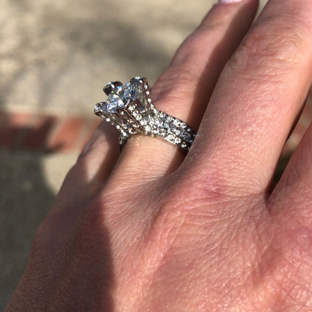 Silver Filled White Topaz Wedding Ring - Picture 2 of 7